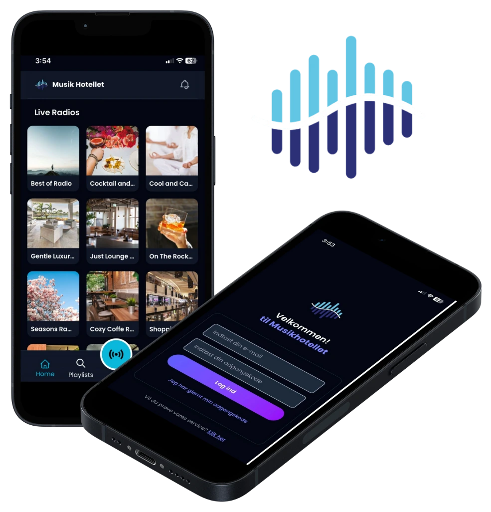 Musikhotellet mobile app interface