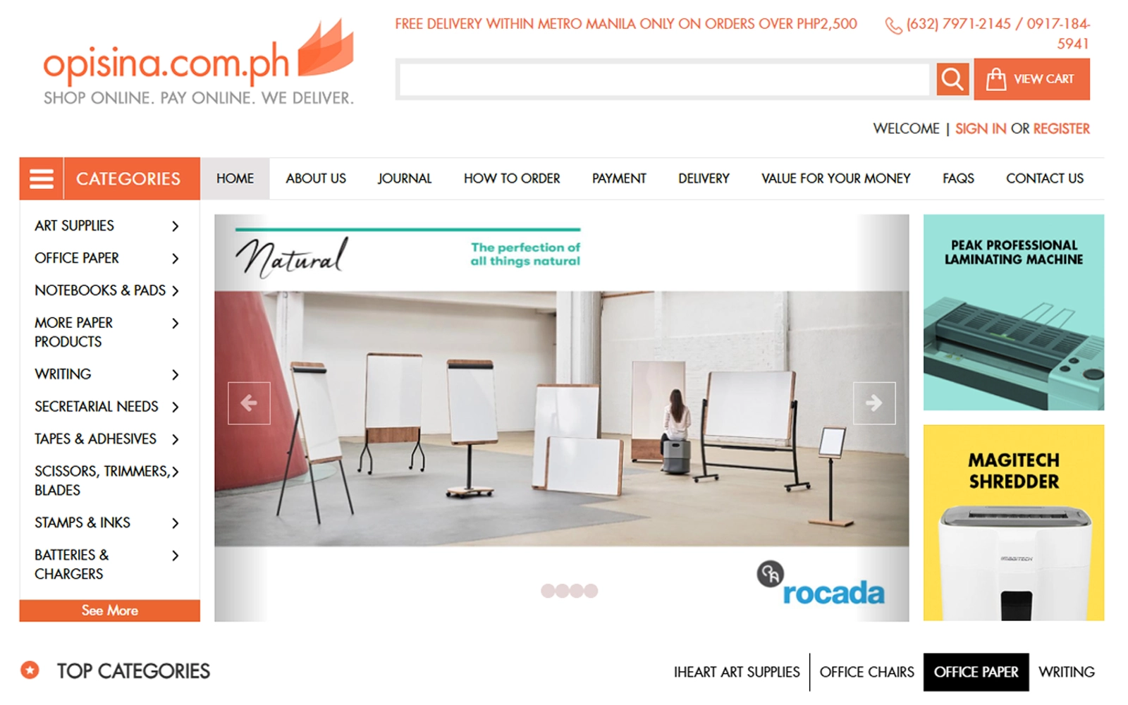 Opisina eCommerce website
